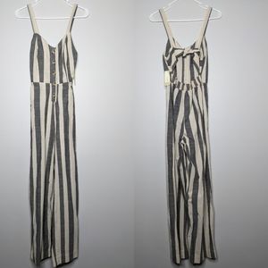 NWT Japna cream black striped jumpsuit XS